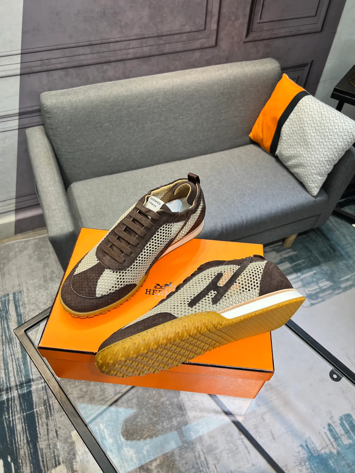 Men's shoes 💰700 [HERMES] Hermès - High-end quality original order 🔍🔍 - Upper: 🔝 cowhide suede splicing design - Inner lining: imported mixed sheepskin - Outsole: TPR foam · Rubber: two-color combined molding outsole - Super high quality control · Fine workmanship: highlighted (high-end, luxury, grade) -Size: 38-44 (45, 46, can be customized)